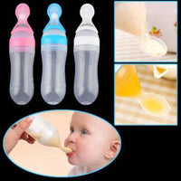 Infant Baby Squeezing Feeding Bottle With Spoon - OrdinaryBasics