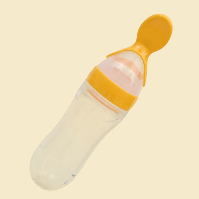 Infant Baby Squeezing Feeding Bottle With Spoon - OrdinaryBasics