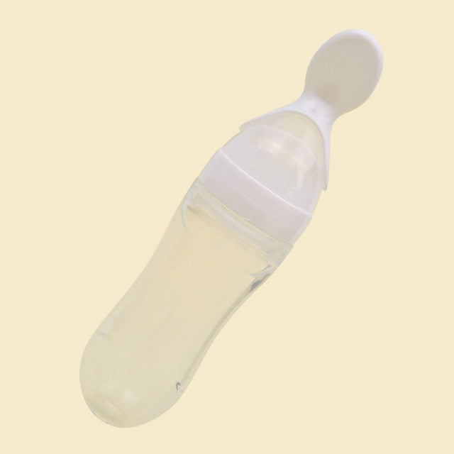 Infant Baby Squeezing Feeding Bottle With Spoon - OrdinaryBasics